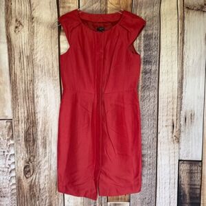 Talbots Sheath Dress Red Cotton Silk Career Holiday Party Classic NWT Size 6P